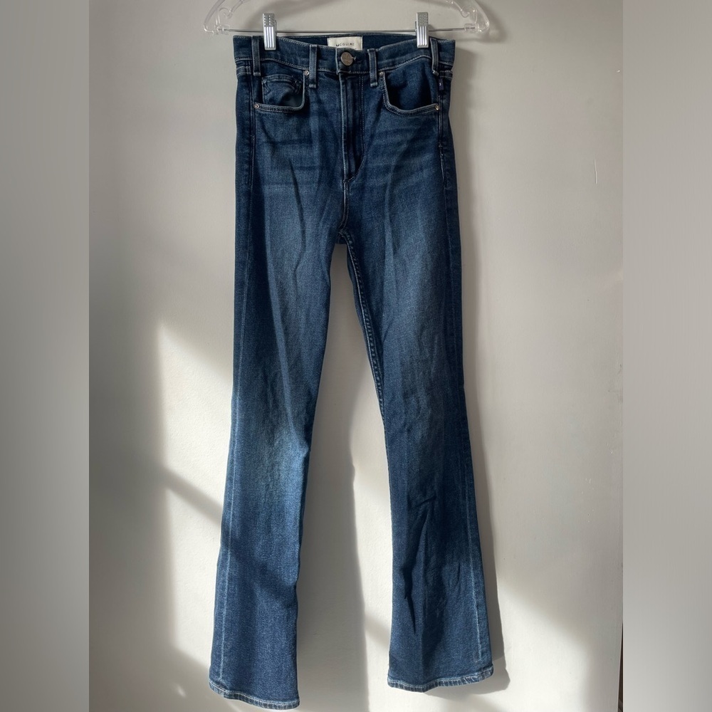 McGuire, waist 26, style code 246A, dark wash straight or bootcut leg denim jean